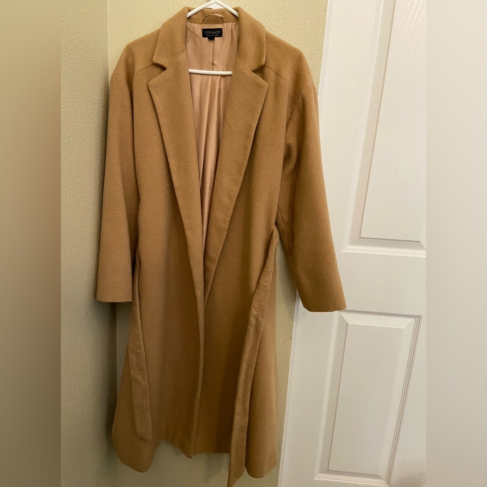 Topshop long camel coat